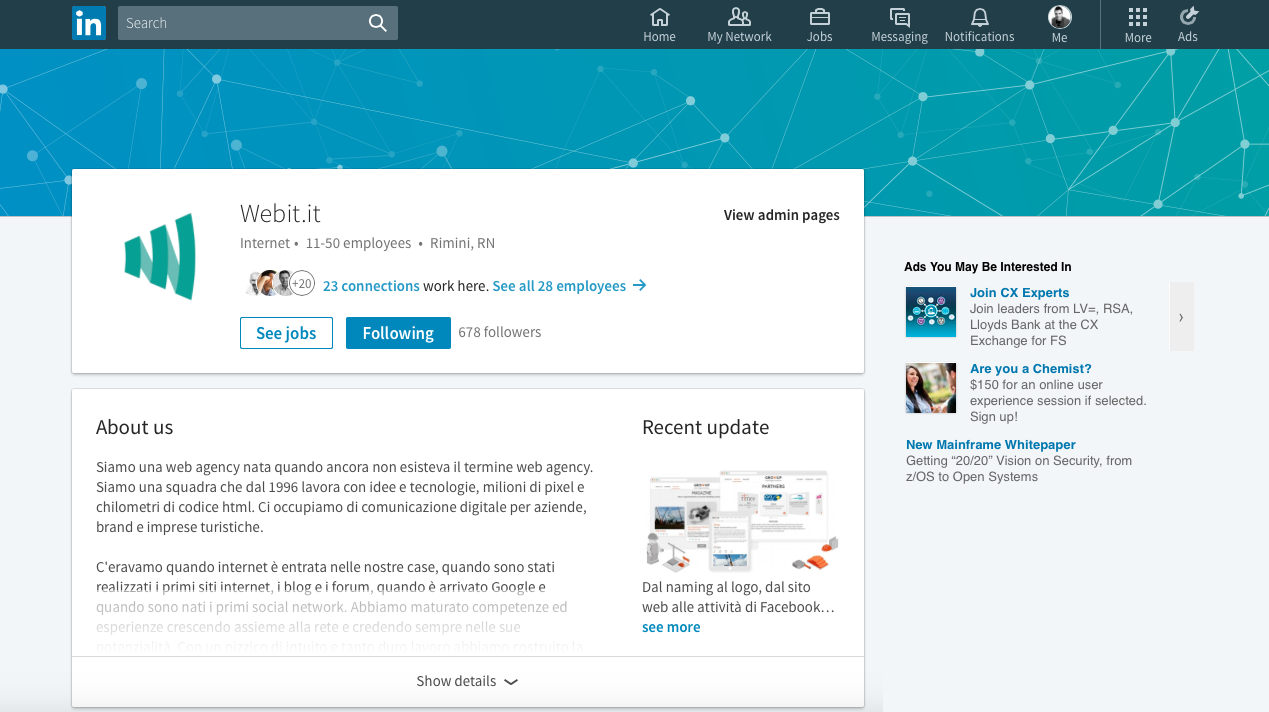 LinkedIn - Pagina aziendale 